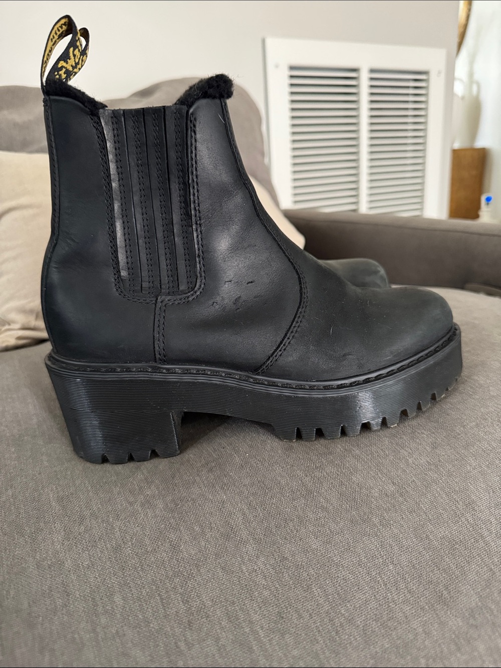 Dr. Martens Black Leather Chelsea Lug-Sole Ankle Boots